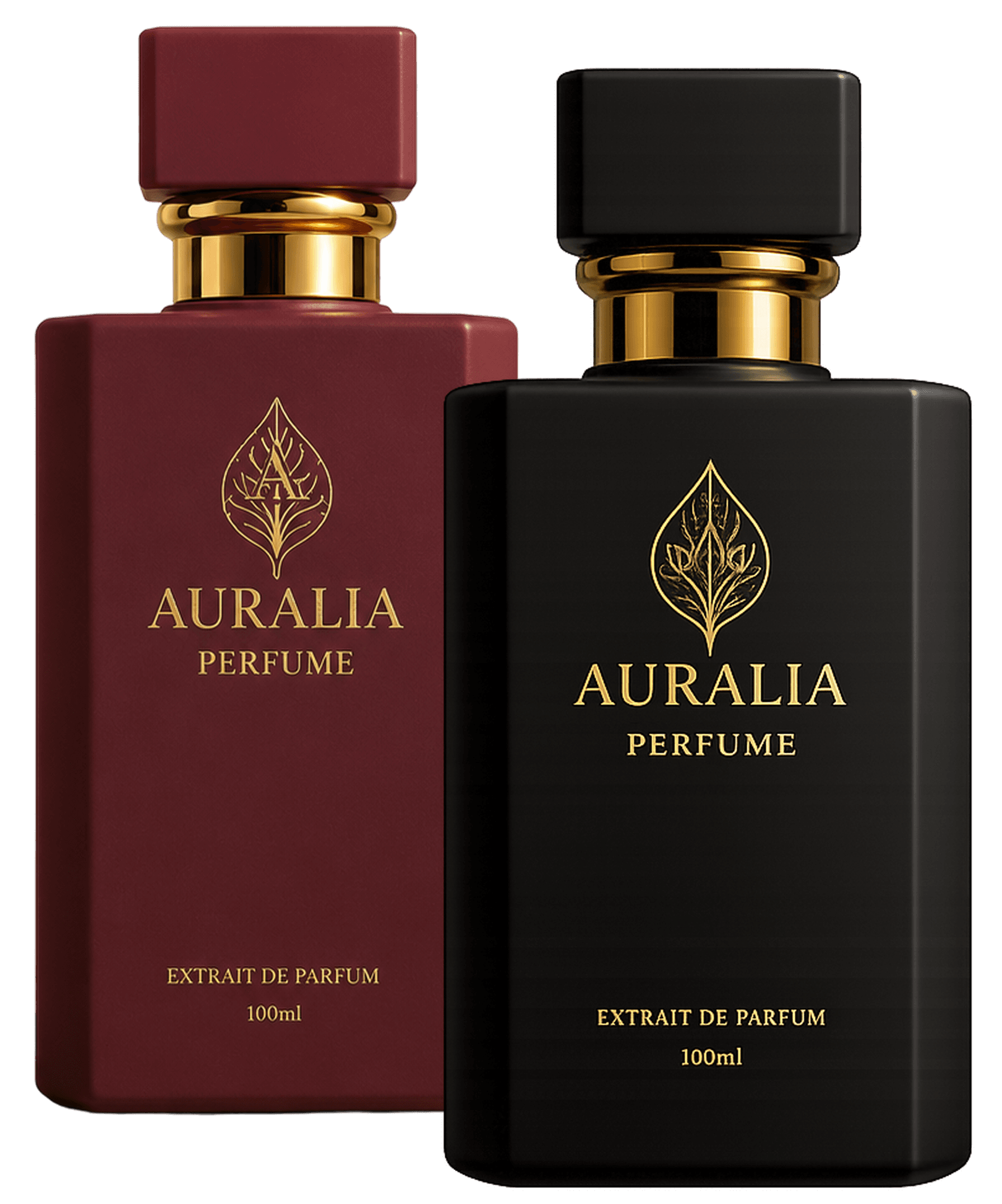 Auralia burgundy and black perfume bottles